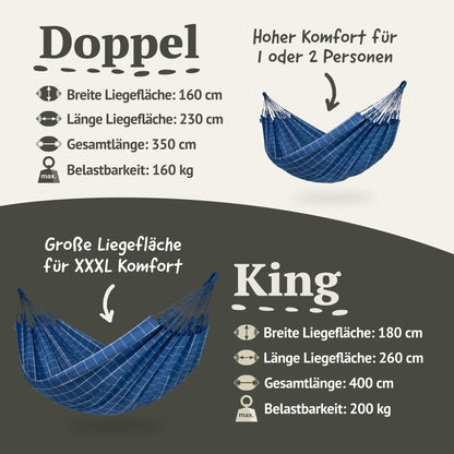 LA SIESTA Brisa classic swing hammock, double (160 cm width), hanging bed suitable for outdoor