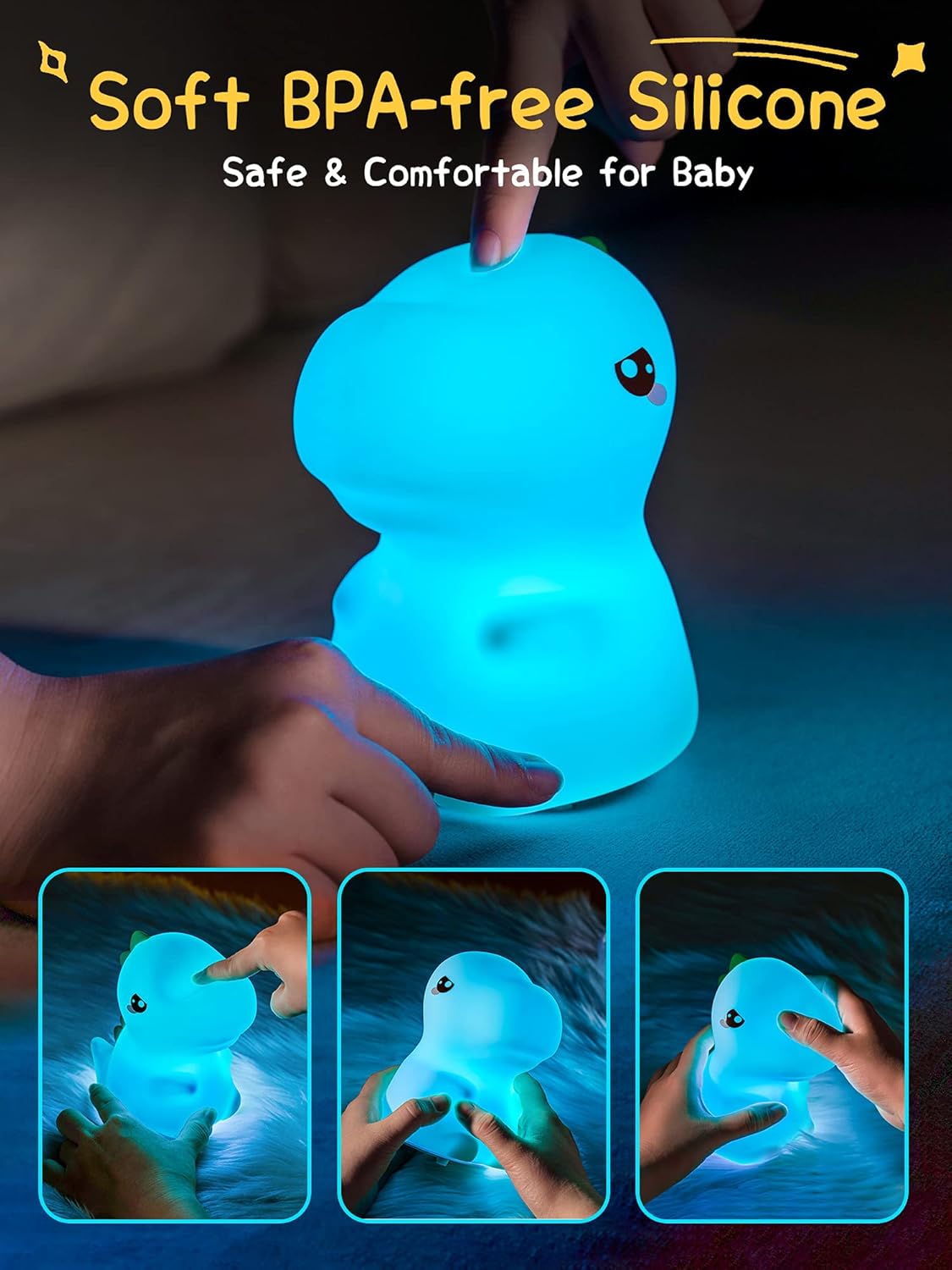 Dimanito Cute Kids Night Light Night Lamp Night Lights for Kids Bedroom Toddler Baby Portable Silicone Battery Led Nightlight Nursery (Cute Bunny)