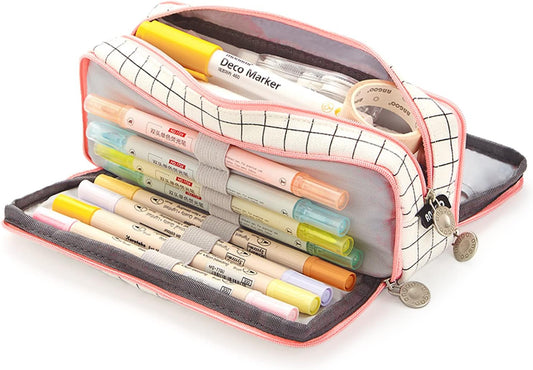 TOYESS Large Pencil Case, 3 Tier Compartments Pencil Case, Portable Multifunctional Pencil Case Suitable for Students/Children/Adults/Girls/Boys