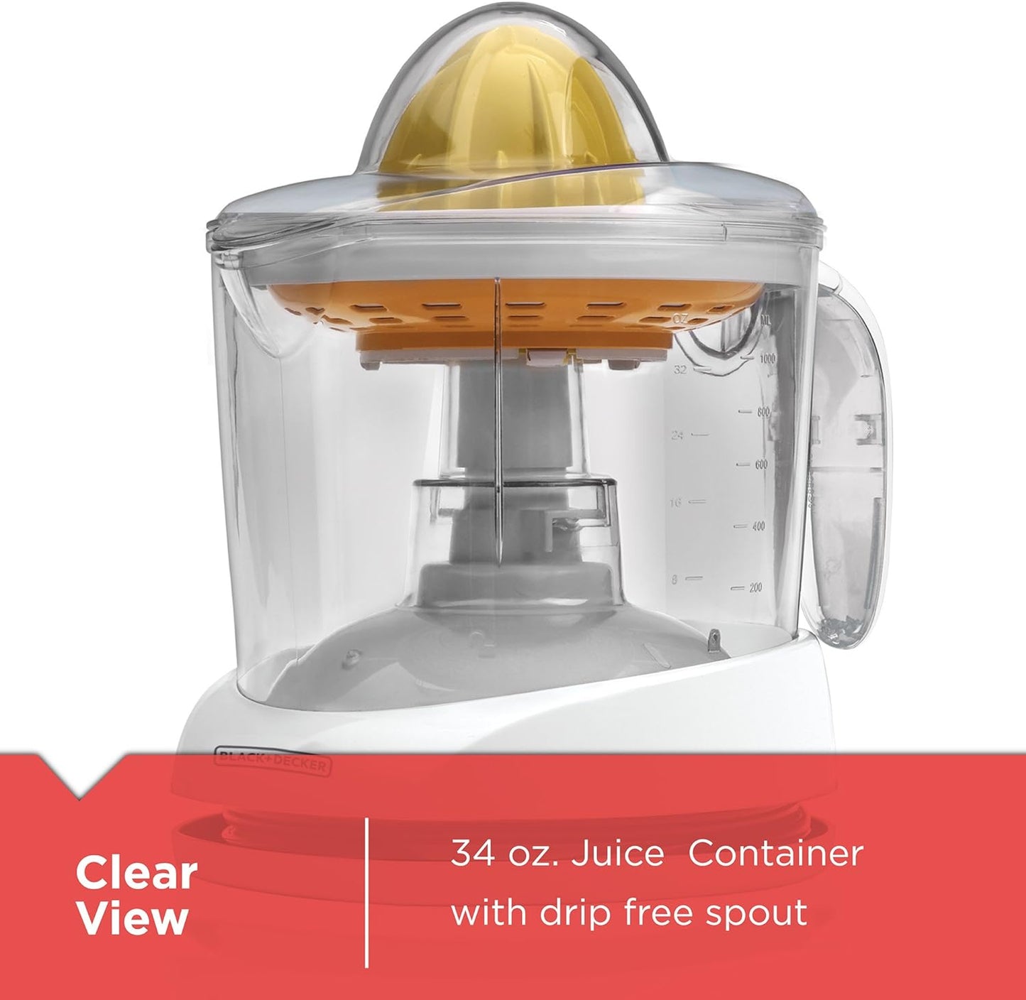 BLACK+DECKER 34oz Citrus Juicer, White, CJ625