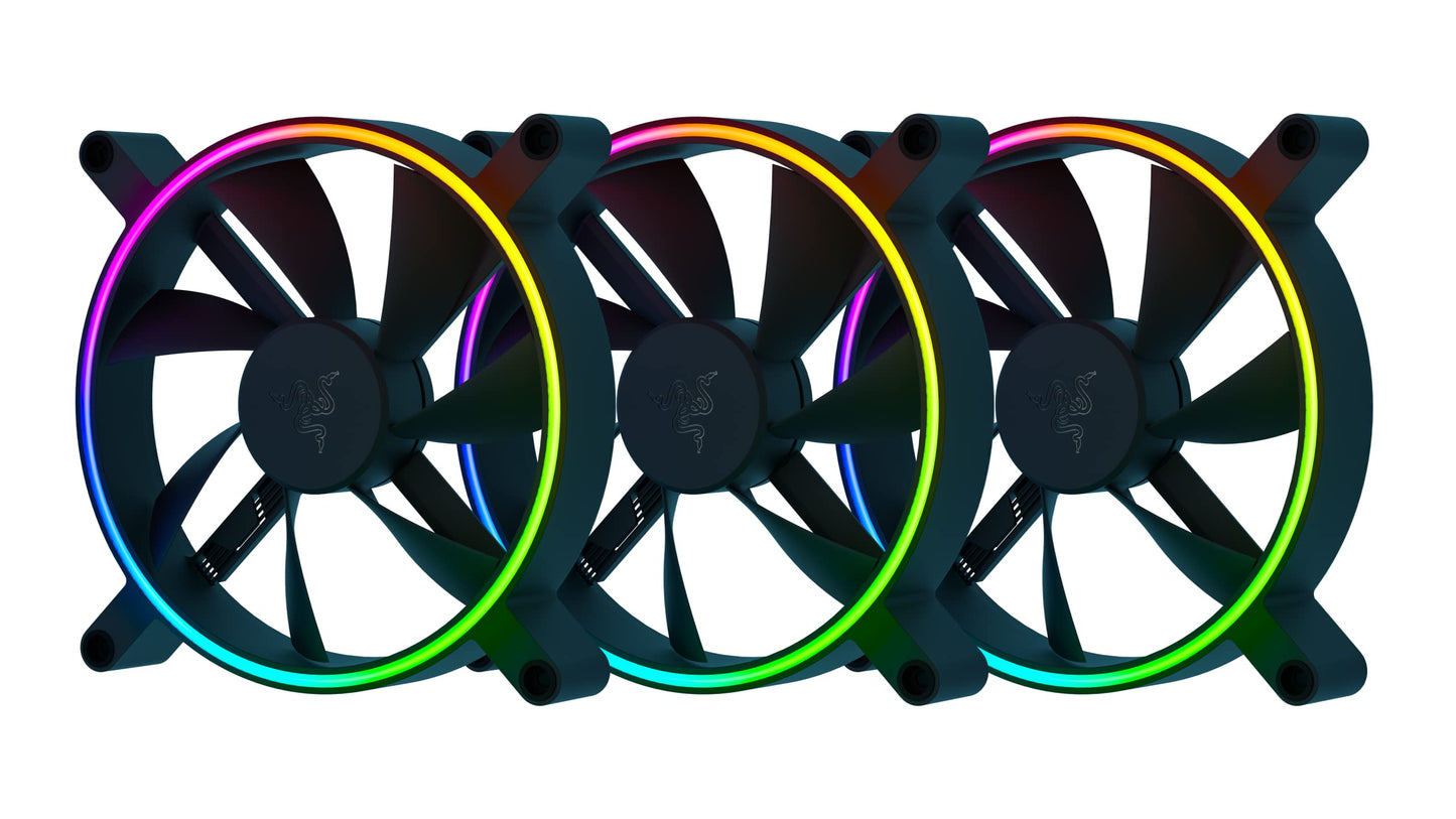 Razer Kunai Chroma Hydraulic RGB LED PWM Performance Fan (140mm)- Hydraulic aRGB PC Fans (Quiet, Powerful, Connect up to 8 Fans, PWN Fan Controller Support, Chroma aRGB) 1 Fan, Black