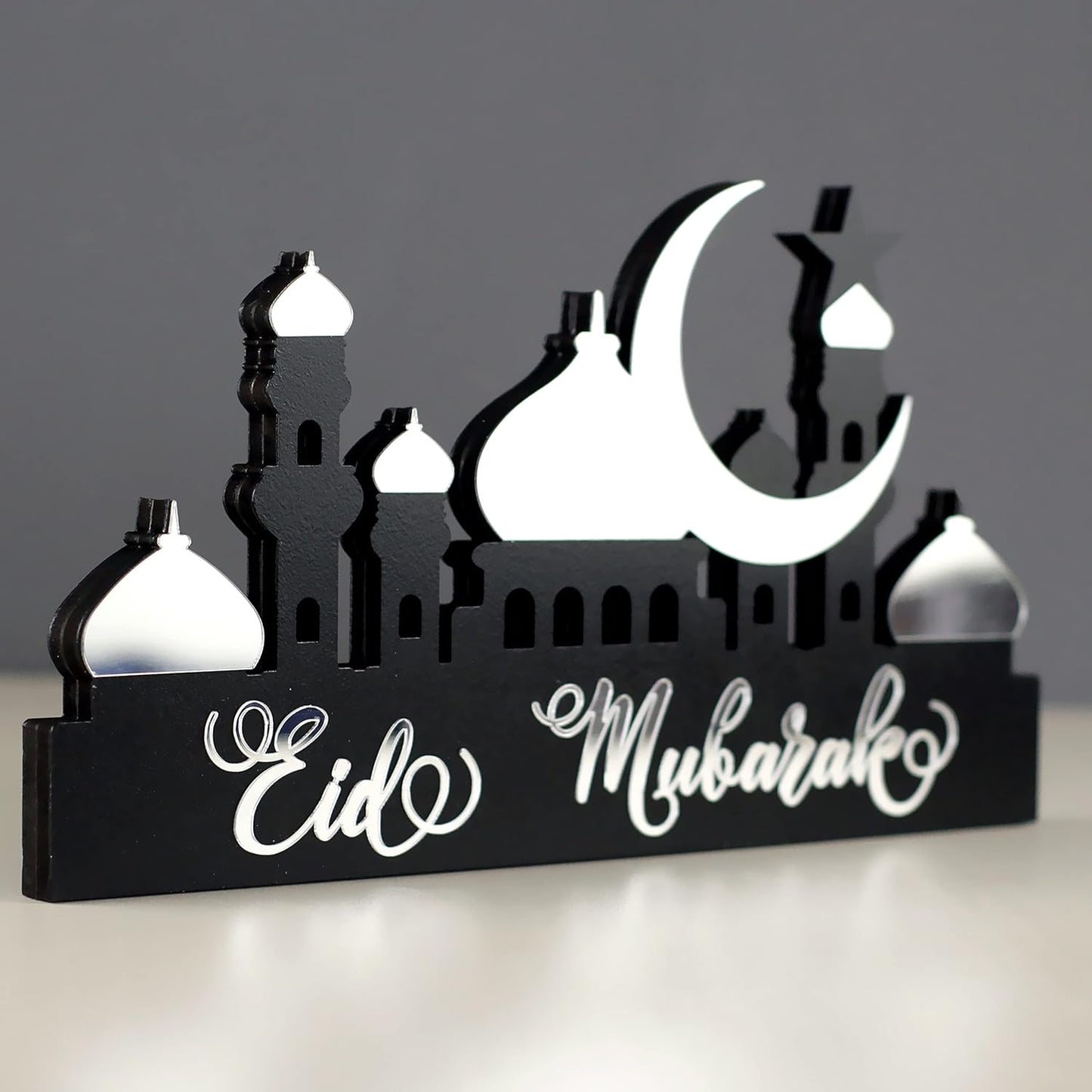 E World | Wooden Acrylic Islamic Tabletop Decors | Ramadan Kareem and Eid Mubarak Decoration | Islamic Muslim Gifts | Ramadan Eid Decoration | (Ramadan Kareem-1, Gold)