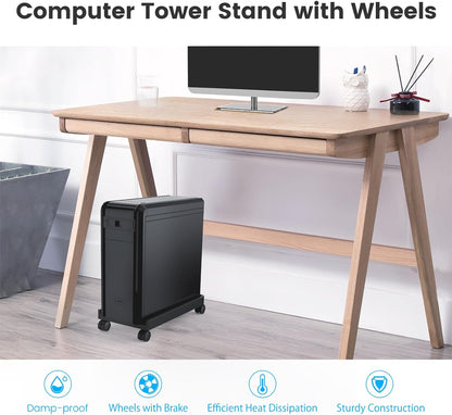 ORICO Mobile CPU Stand, Adjustable Computer Tower Stand with Locking Caster Wheel, Fits Most Gaming PC Under Home Office Desk (CPB4)