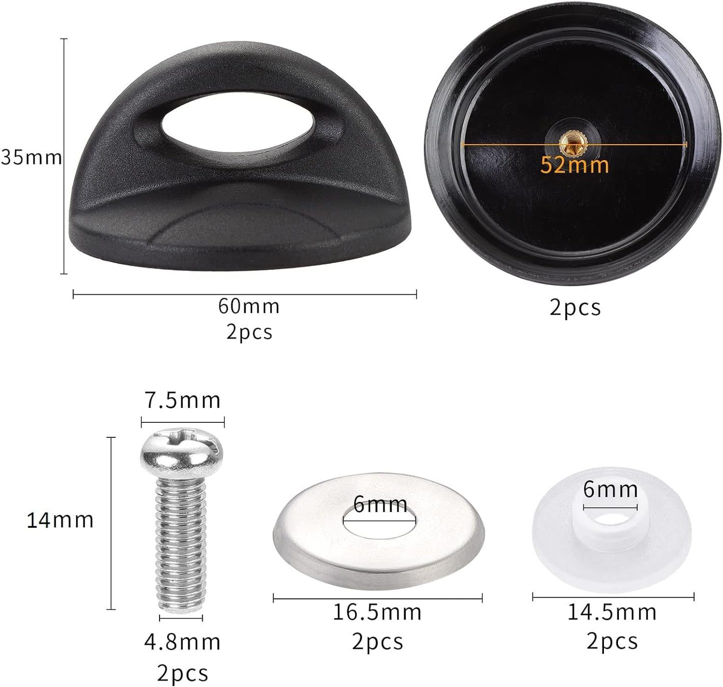 Universal Pot Lid Replacement Knobs, Glass Lid Handles Knobs Kitchen Cookware Pan Lid Holding Knobs, Bakelite Knobs with Screw 4Pcs for Pots, Pans and Skillets