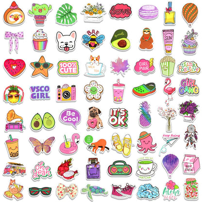 Waterproof Vinyl Stickers Pack for Laptop Water Bottle Party Supplies(50Pcs Neon Style)