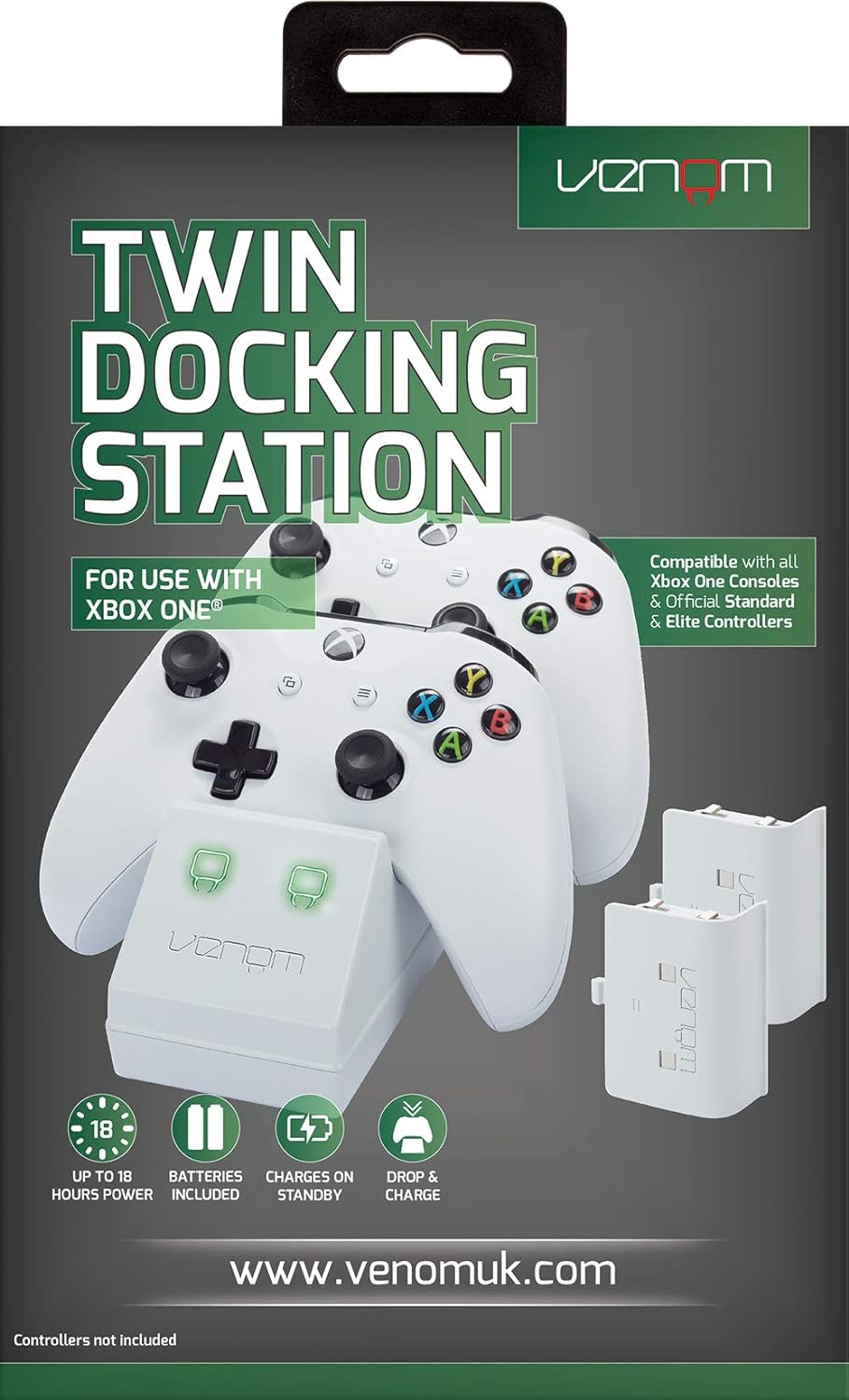 Venom Xbox One Twin Docking Station With 2 X Rechargeable Battery Packs: White (Xbox One)