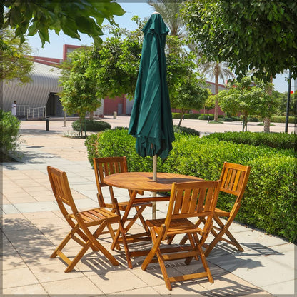 YAHOME 5Pcs Acacia Wood Round Wooden Patio Bistro Set - Outdoor Wood Chair And Table Set Dining Table Set For Garden Furniture Balcony Pool Side and Outdoor Area use Office Decor Set