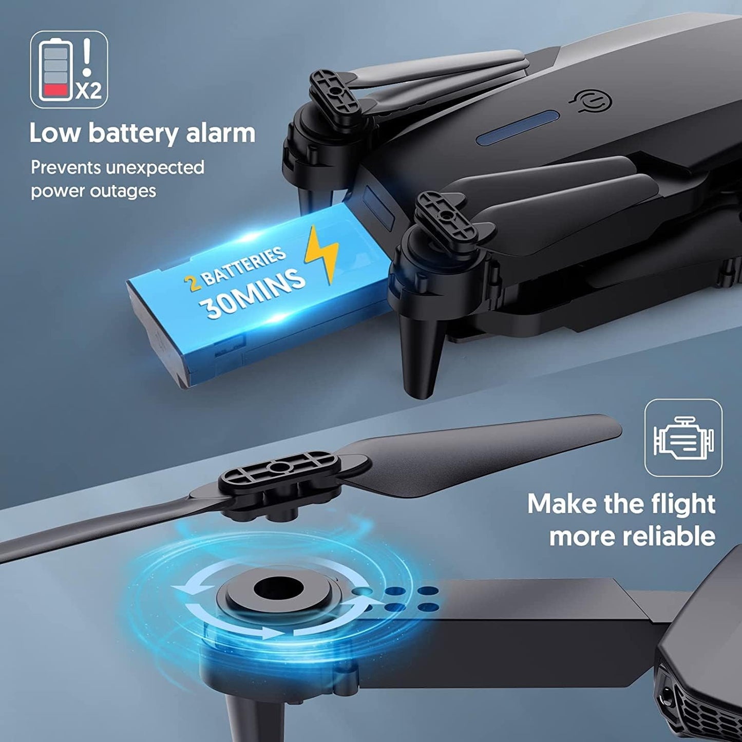 Mini Drone with Camera RC Drone Foldable Drone with Carrying Case, 2 Batteries, 90° Adjustable Lens, One Key Take Off/Land, Altitude Hold, 360° Flip, Toys Gifts for Kids and Adults(D)