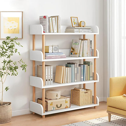 U-HOOME 4-Tier Open Bookshelf -Freestanding Bookcase,Book Shelf Book Rack,Wood Storage Shelves Display Stand with Top Edge and Solid Wood Frame for Living Room,Home Office,Storage Cabinet