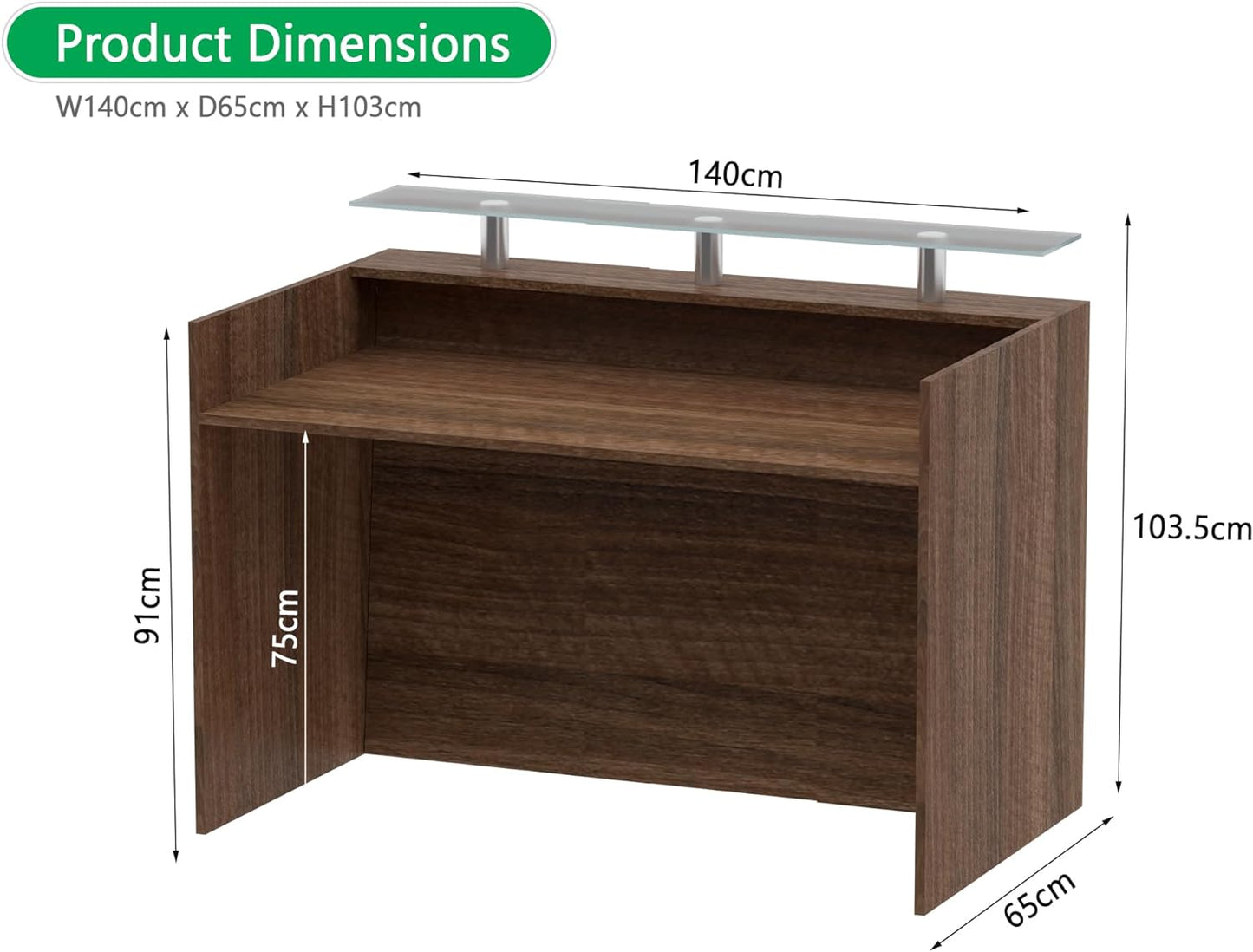 Mahmayi REC-2 Designer Reception Desk For Office Space, Front Office Desk (White-Coco Bolo)