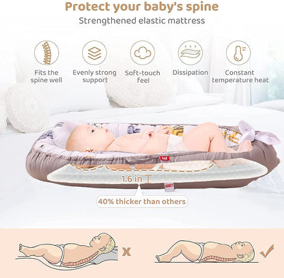 Beauenty Baby Lounger, Baby Nest for Sleeping, Ultra Soft and Breathable, Newborn Mattress for Crib & Bassinet, Baby Bionic Bed For Bedroom, Perfect for Traveling and Napping, Gift for Newborn (A)