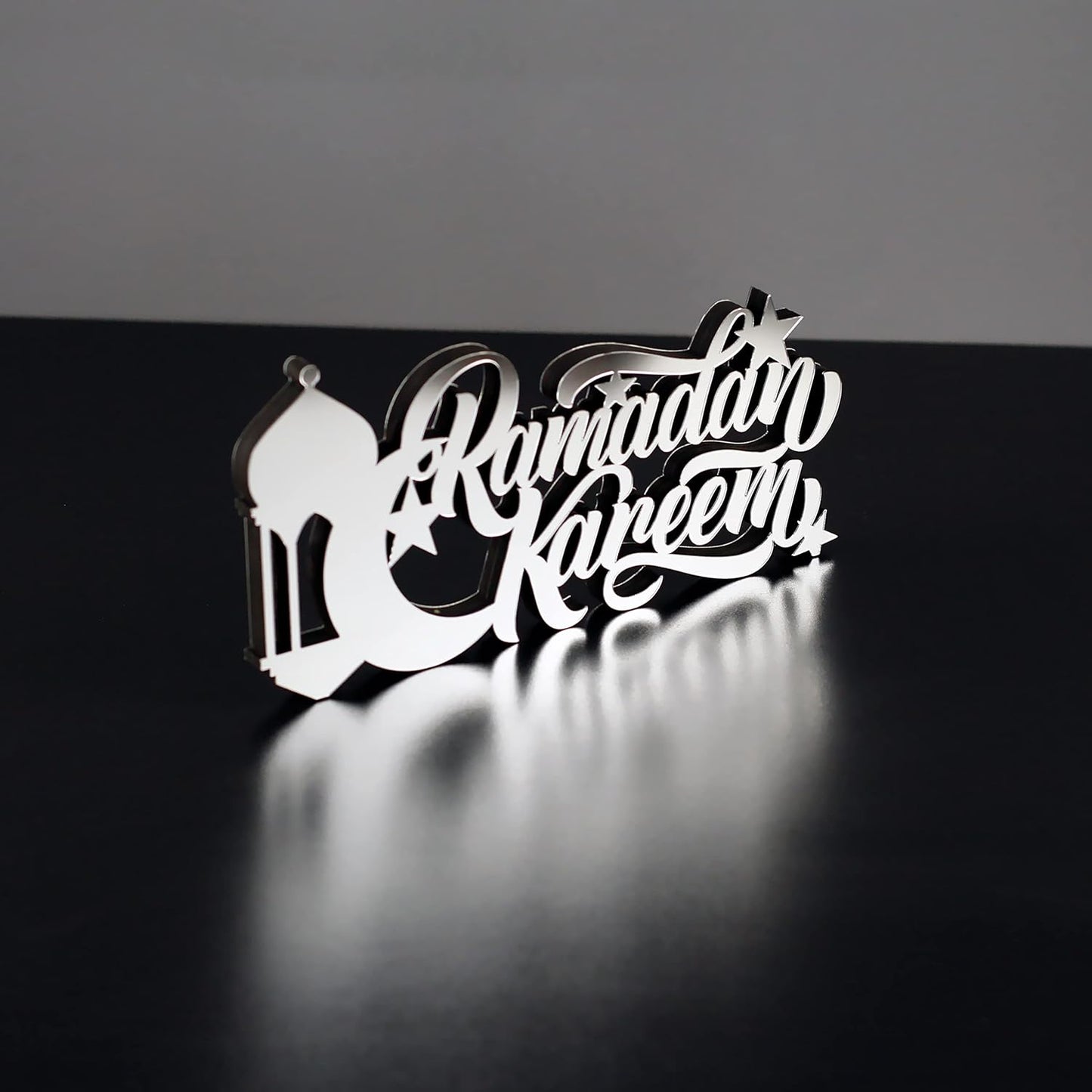 E World | Wooden Acrylic Islamic Tabletop Decors | Ramadan Kareem and Eid Mubarak Decoration | Islamic Muslim Gifts | Ramadan Eid Decoration | (Ramadan Kareem-1, Gold)