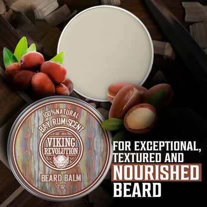 Viking Revolution Beard Balm with Sandalwood Scent and Argan & Jojoba Oils- Styles, Strengthens & Softens Beards & Mustaches - Leave in Conditioner Wax for Men (1 Pack)