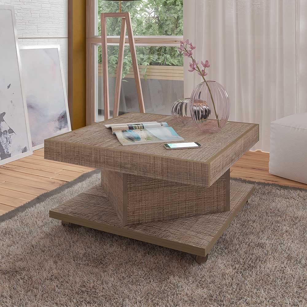 Artely Saara Coffee Table, Walnut Brown with Black - W 63 cm x D 63 cm x H 33.5 cm