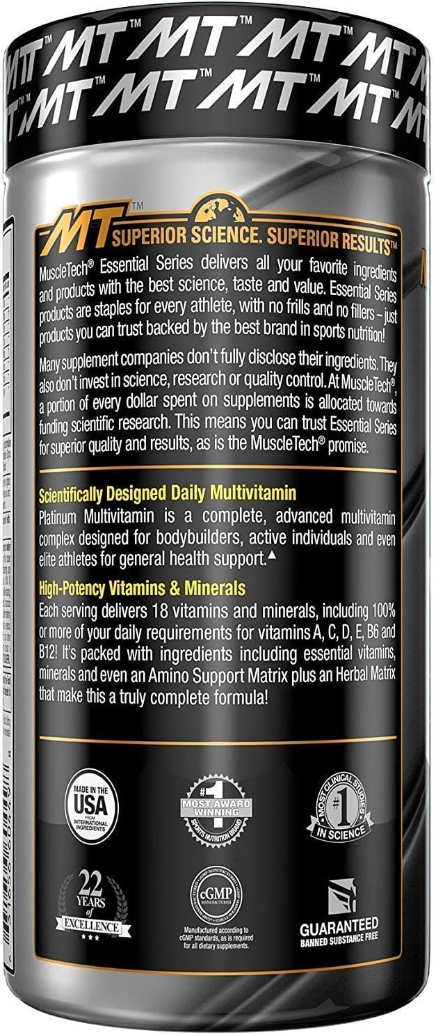 Muscletech Platinum Multi Vitamin (18 Vitamins & Minerals) 90 Tablets