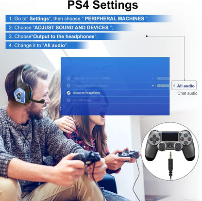 U UiiSii PC Gaming Headset with Microphone Wired Xbox Headset with mic PS4 Gaming Headphones with Microphone Gamer PS4 Headset with Mic Stereo Sound & LED Light Noise Cancelling for Switch Computer