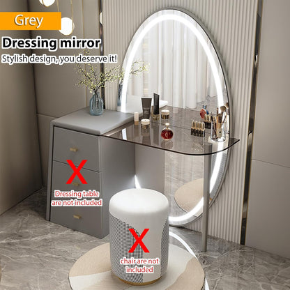 Generic Dressing table with 3 drawers, makeup mirror with LED lighting, Integrated floor-to-ceiling mirror-Grey-120 * 40cm【Dressing table + benches】