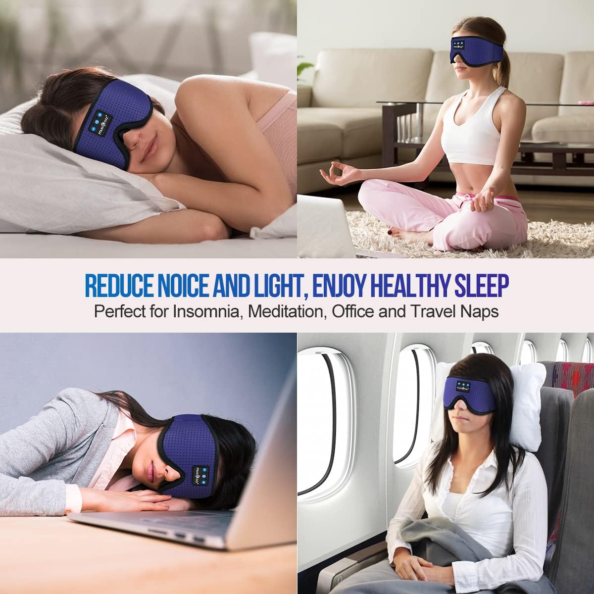 MUSICOZY Sleep Headphones Bluetooth Sleep Mask 3D Wireless Music Sleeping Headphones Headband Eye Mask Sleep Earbuds for Side Sleepers Mom Men Women with Speakers Cool Tech Gadgets Gifts