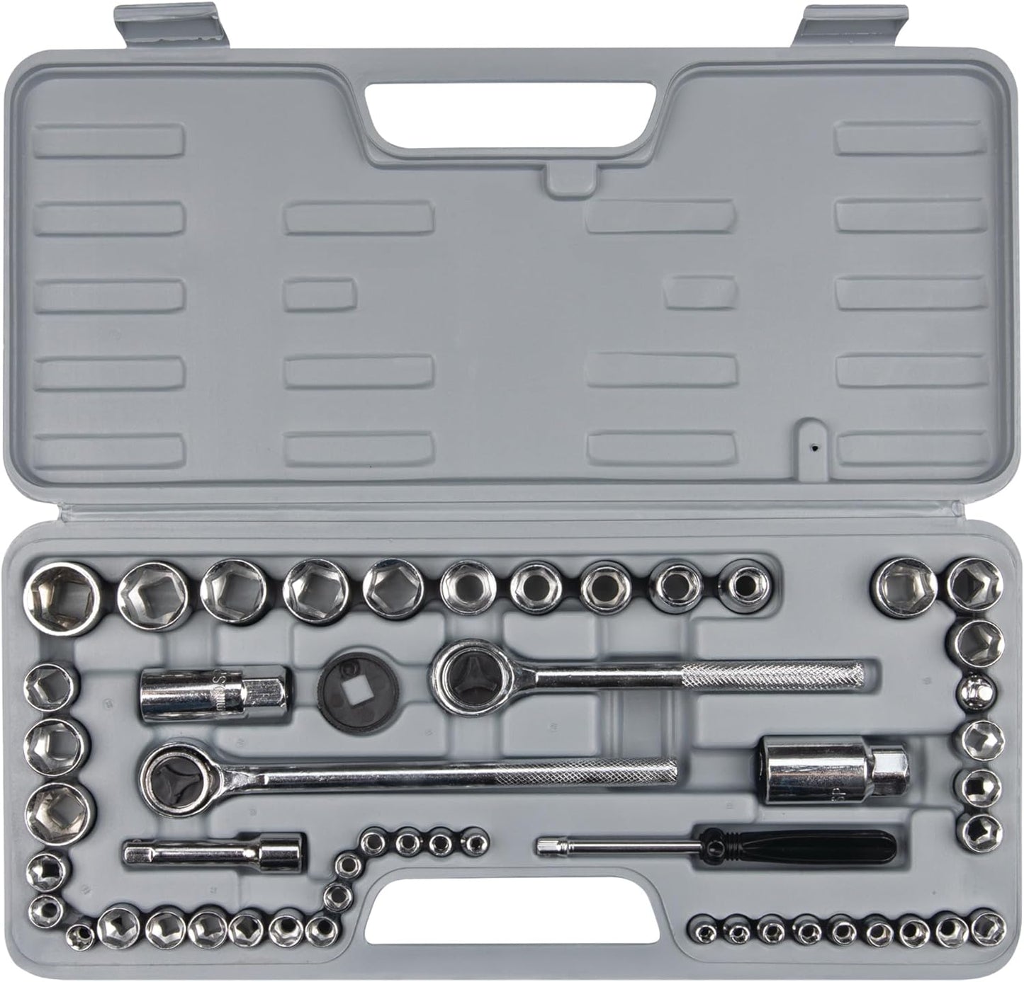 PERFORMANCE TOOL W1198 SAE/Metric 100-Piece Socket (1/4", 3/8" & 1/2" Drive) and Bit Set,Gray, 100pc & Set