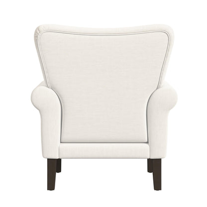 HomePop Home Decor | Upholstered Rolled Arm Living Room & Bedroom Accent Chair, Cream