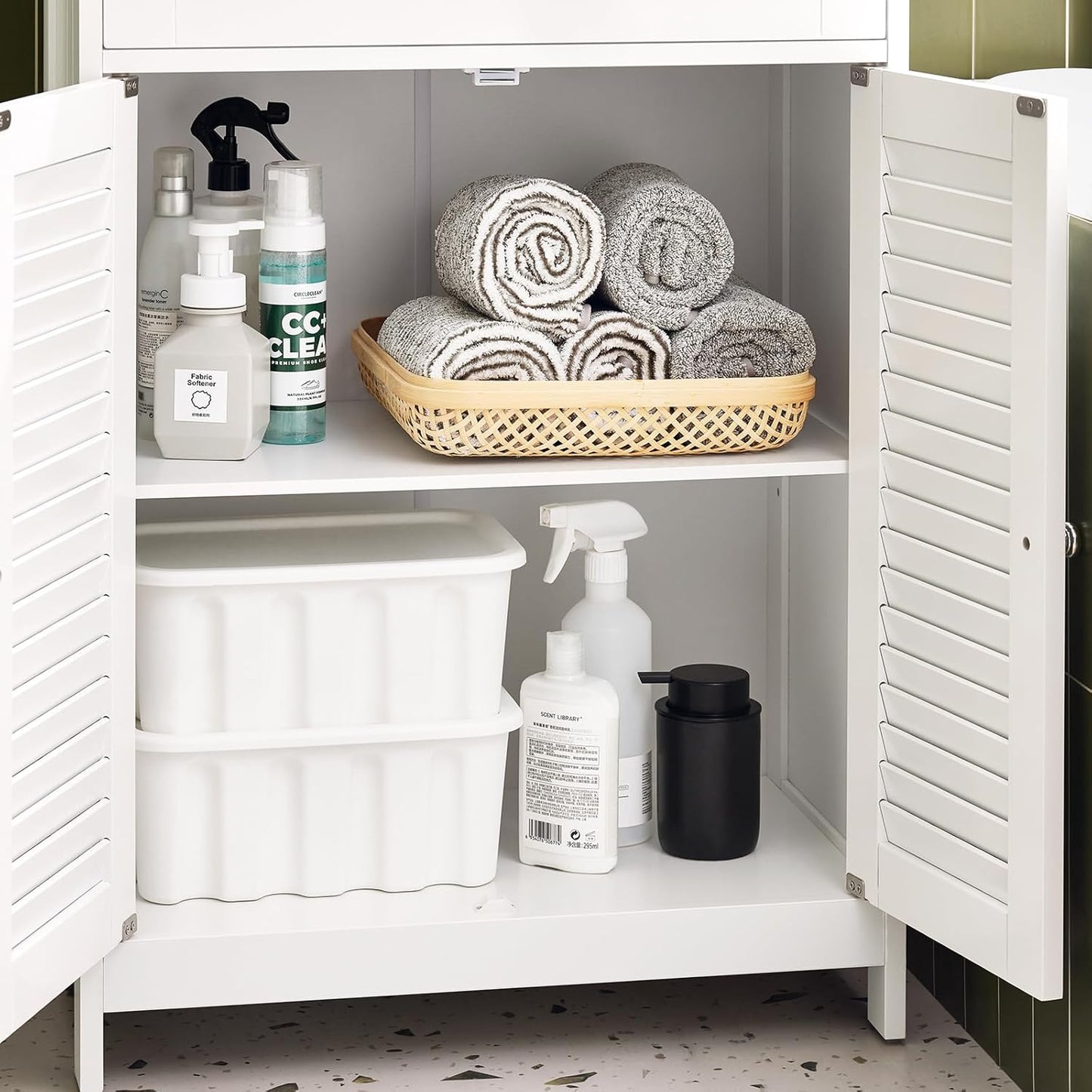 SoBuy FRG238-W Bathroom Storage Cabinet,Floor Cabinet Cupboard Sideboard with Drawer and Doors