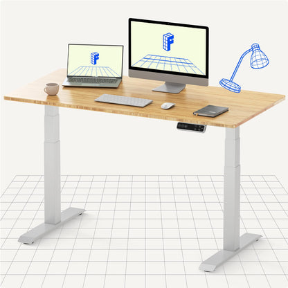 FLEXISPOT Electric Standing Desk E7, Height Adjustable Desk with Whole-Piece Bamboo Board and Dual Motor 3 Stages, 48x24 Inch, 4 Presets, Large Load Capacity Stand Up Desk Workstation Home Office