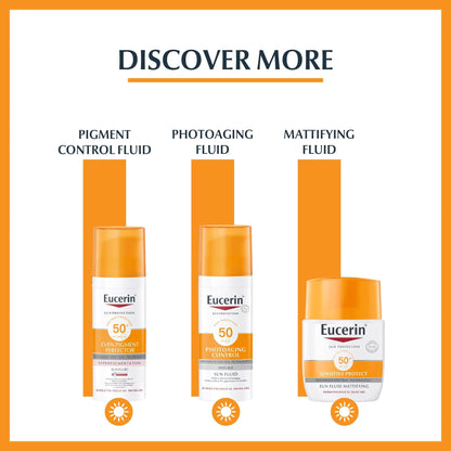 Eucerin Face Sunscreen Oil Control Gel-Cream Dry Touch, High UVA/UVB Protection, SPF 50+, Light Texture Sun Protection, Suitable Under Make-Up, for Oily acne prone skin, 50ml