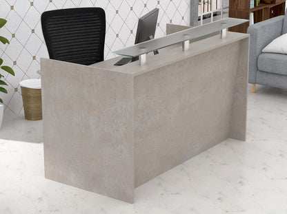 Mahmayi REC-2 Designer Reception Desk For Office Space, Front Office Desk (White-Coco Bolo)