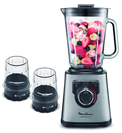 MOULINEX Blender | BlendForce XXL Jar 2.8 L Blender Smoothie Maker | Mixer | 600 W | 2 Attachments | 2.8L XXL Plastic Jar| 6 Powelix Blades | Ice Crush | 2 Speeds | 2 Years Warranty | LM458127