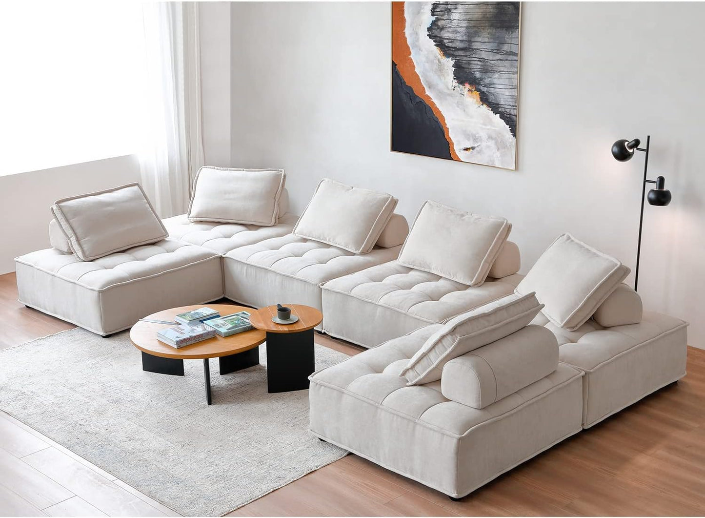 Comfynest Modular pit couch sectional sofa(1pc) (Beige)