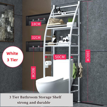 Sky Touch Bathroom Storage Shelf 3 Tier, Toilet Storage Rack Easy To Assemble Toilet Bathroom Shelf No Drilling Toilet Organizer White, 00062-Sk3C3, Bathroom Shelves