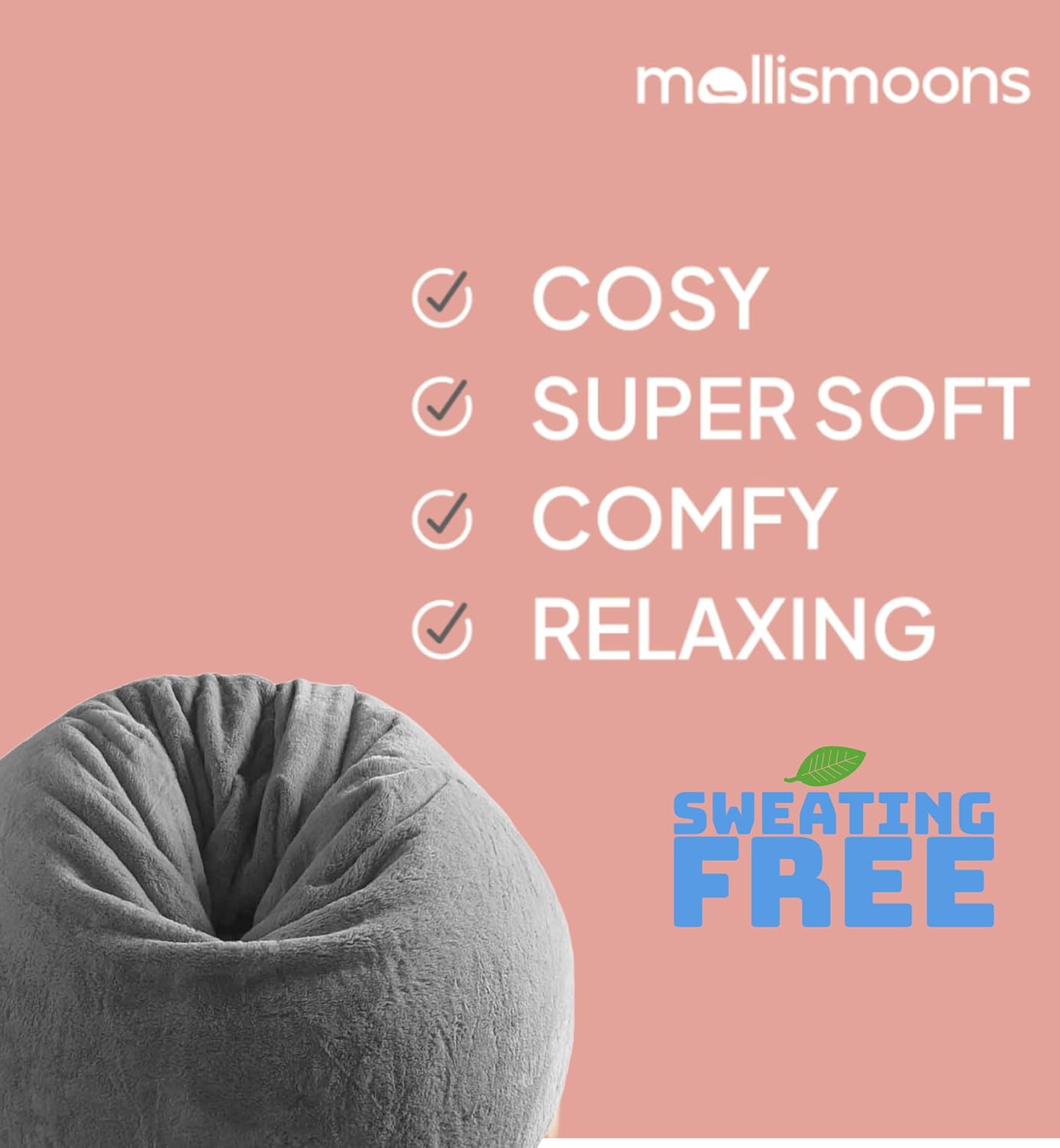 Mollismoons Bean Bag Fur Chair XXXL Size for Adults & Kids Bean Bag Cover Without Beans Grey Color