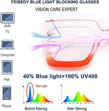 FEISEDY Fashion Oversized Square Glasses Frame Blue Light Blocking Eyewear for Women B2381