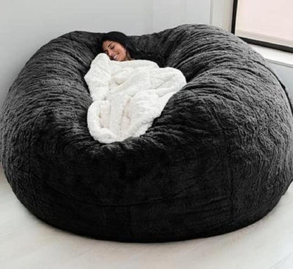 LIMOS Bean Bag Chair Cover(Cover Only,No Filler),Oversized Soft Fluffy PV Velvet Sofa Bed Cover, Soft And Comfortable Lazy Sofa Bed Cover (150cm x 75 cm, dark grey)