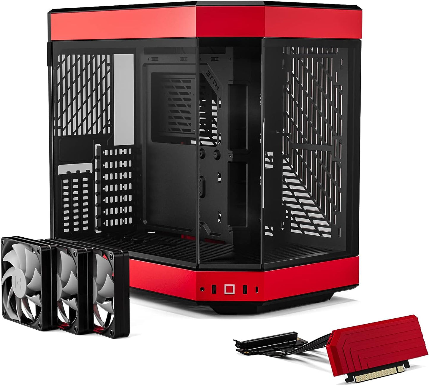 HYTE Y60 Modern Aesthetic Dual Chamber Panoramic Tempered Glass Mid-Tower ATX Computer Gaming Case with PCIE 4.0 Riser Cable Included, Red (CS-HYTE-Y60-BR)