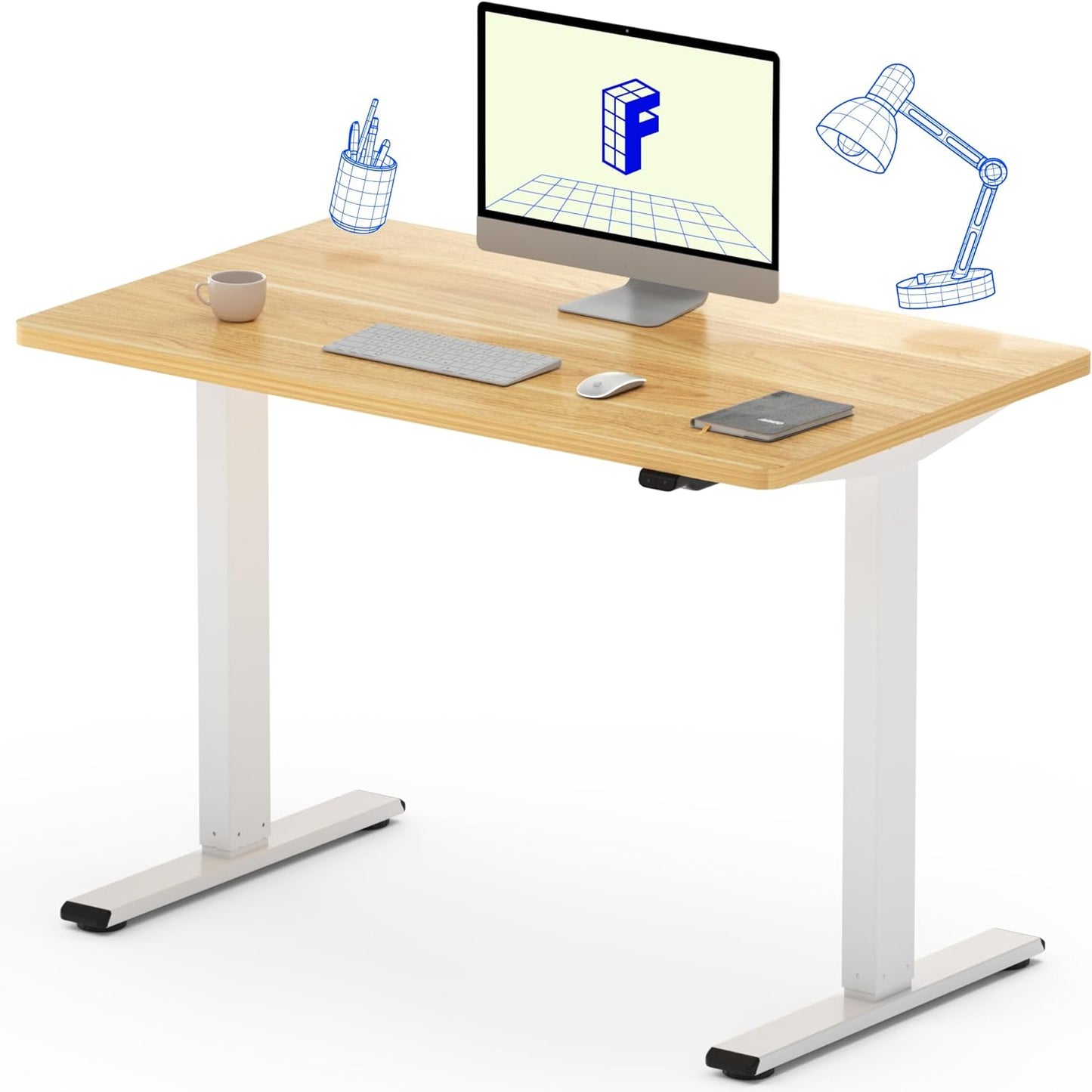 FLEXISPOT E1 Electric White Standing Desk Whole Piece 55 x 28 Inch Desktop Adjustable Height Desk Home Office Computer Workstation Stand up Desk (White Frame + 55" White Top)