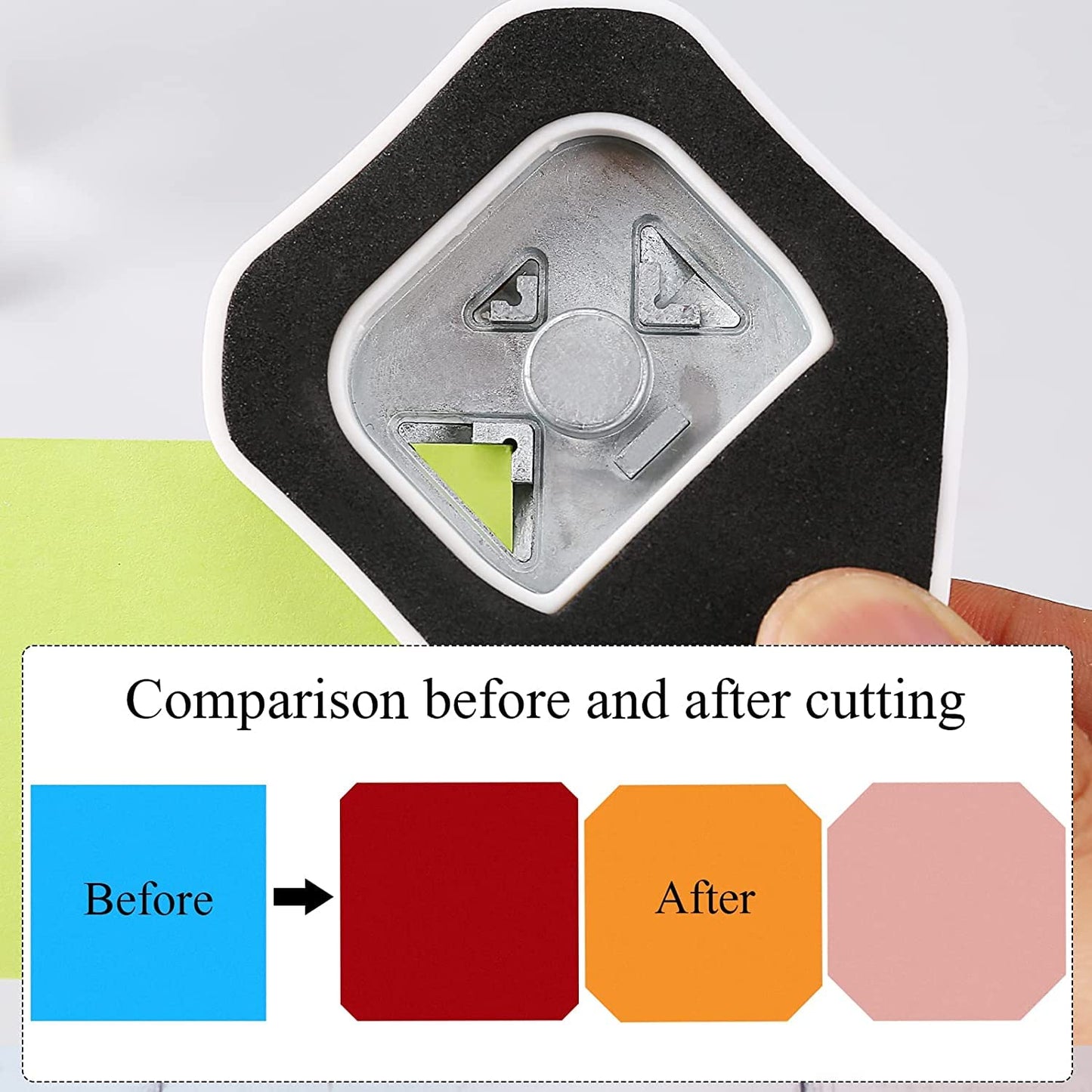 ELECDON Corner Cutter, 3 in 1 Hole Punch 5mm 10mm 15mm 3-Way Flat Angle Punch for Paper Craft, DIY Projects, Photo Cutter, Card Making and Scrapbooking Crafting Handmade Activity, Yellow