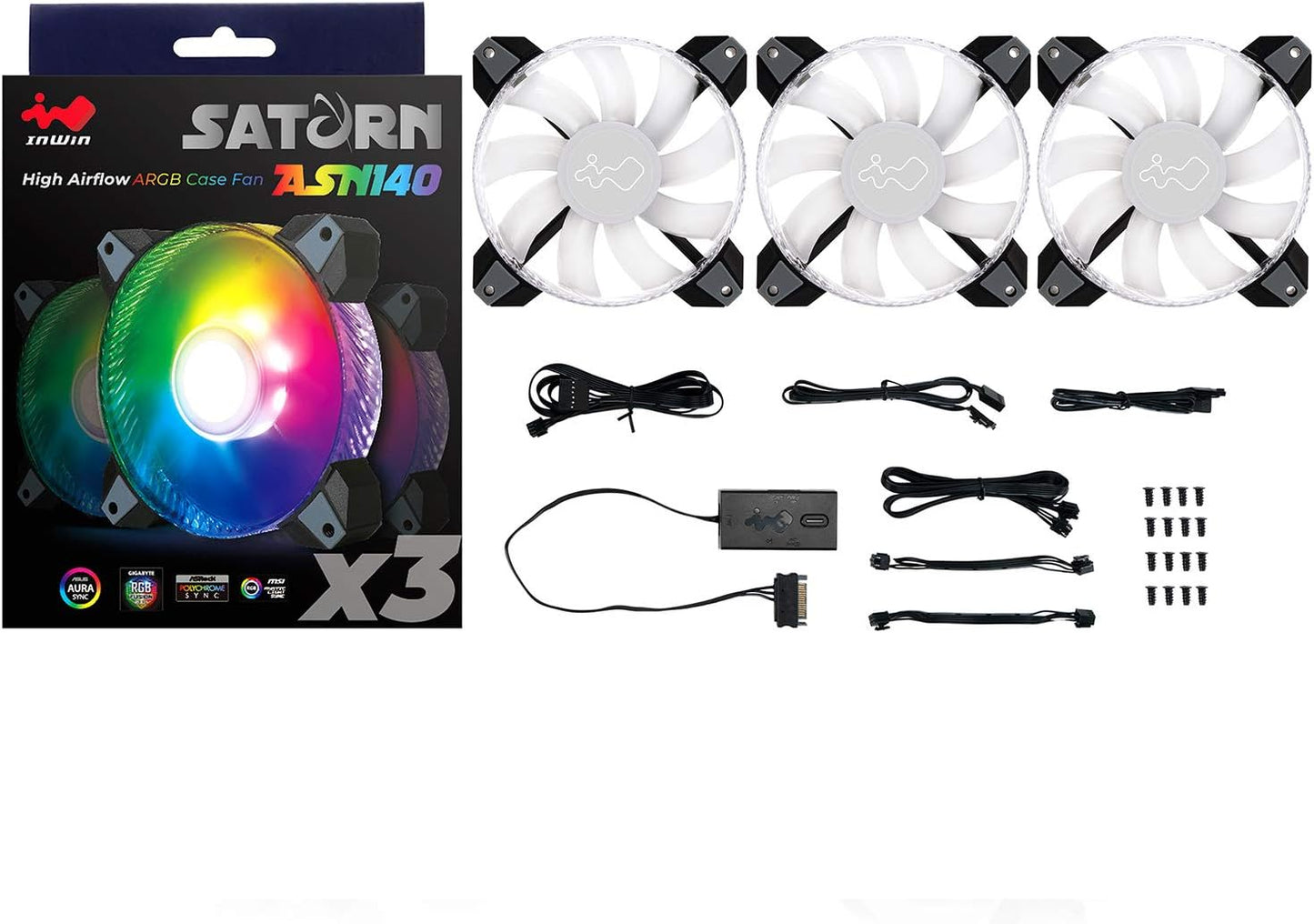 IN WIN Inwin Saturn 120mm ADDRessable RGB Triple Fan Kit (Controller Included)