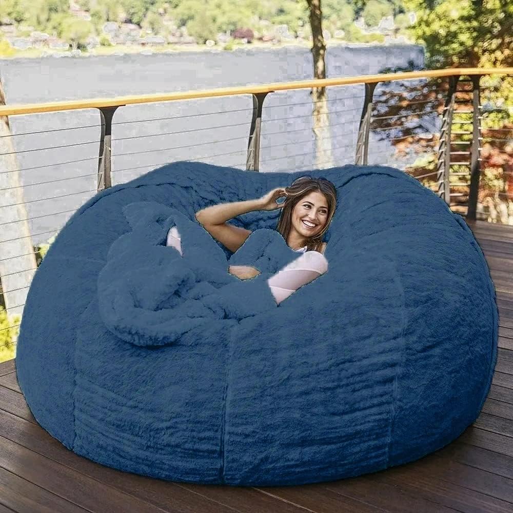 EKWQ Bean Bag,Big Huge Giant Bean Bag Chair for Adults, (No Filler) Bean Bag Chair for Adults Kids Comfy Fluffy Giant Round Beanbag Lazy Sofa Cover- Machine Washable Covers, Double Stitched Seams