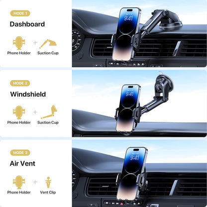 Miracase 【2023 New Generation】Car Phone Holder, Long Arm Phone Holder Car for Dashboard Windshield Air Vent【Heat-Resistant Strong Suction Cup】Car Mobile Holder Compatible with All Smartphones