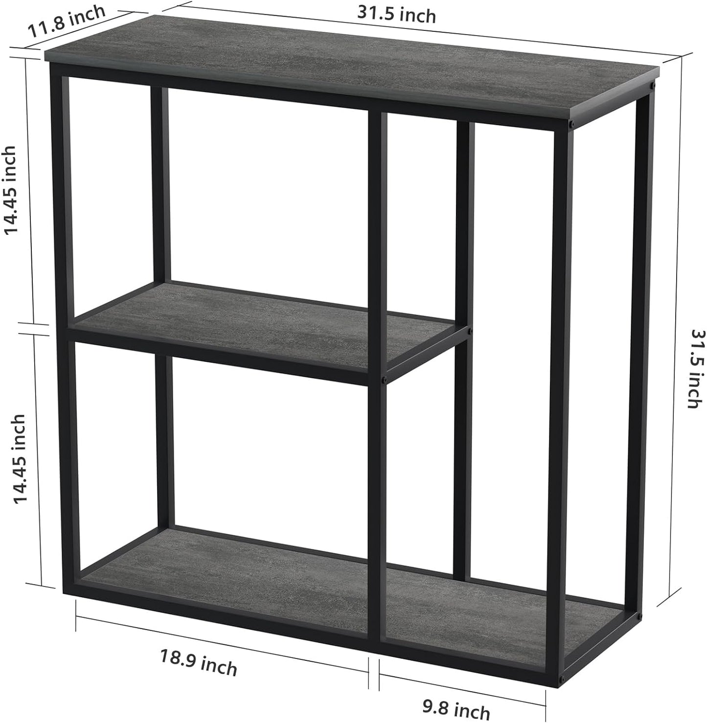 WOHOMO Console Table, 12 Inch Narrow Entryway Table for Living Room, 31.5 Inch Modern Industrial Sofa Table with 3-Tier Storage Shelves for Corridor, Hallway, White Marble