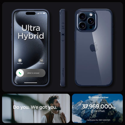 Spigen Ultra Hybrid designed for iPhone 15 Pro Max case cover (2023) - Frost Black - CaveHubs