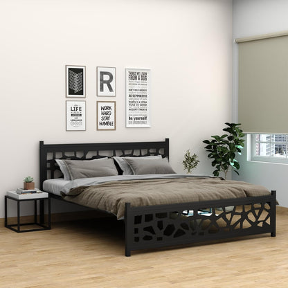 RIGID Steel Bed With Heavy Duty Metal Platform (Single Bed, Black)