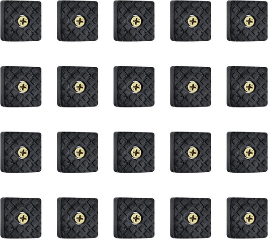 SYOSI 20 Pcs Non-Slip Rubber Furniture Pads, Non-Slip Pads for Chairs 22mm*22mm Square Rubber Feet with Screw Easy to Install (Black)