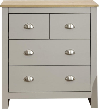 Lancaster Grey or Cream Bedroom Sets 3 or 4 Piece - Wardrobe Chest Bedside Desk