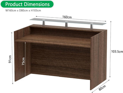 Mahmayi REC-2 Designer Reception Desk For Office Space, Front Office Desk (White-Coco Bolo)