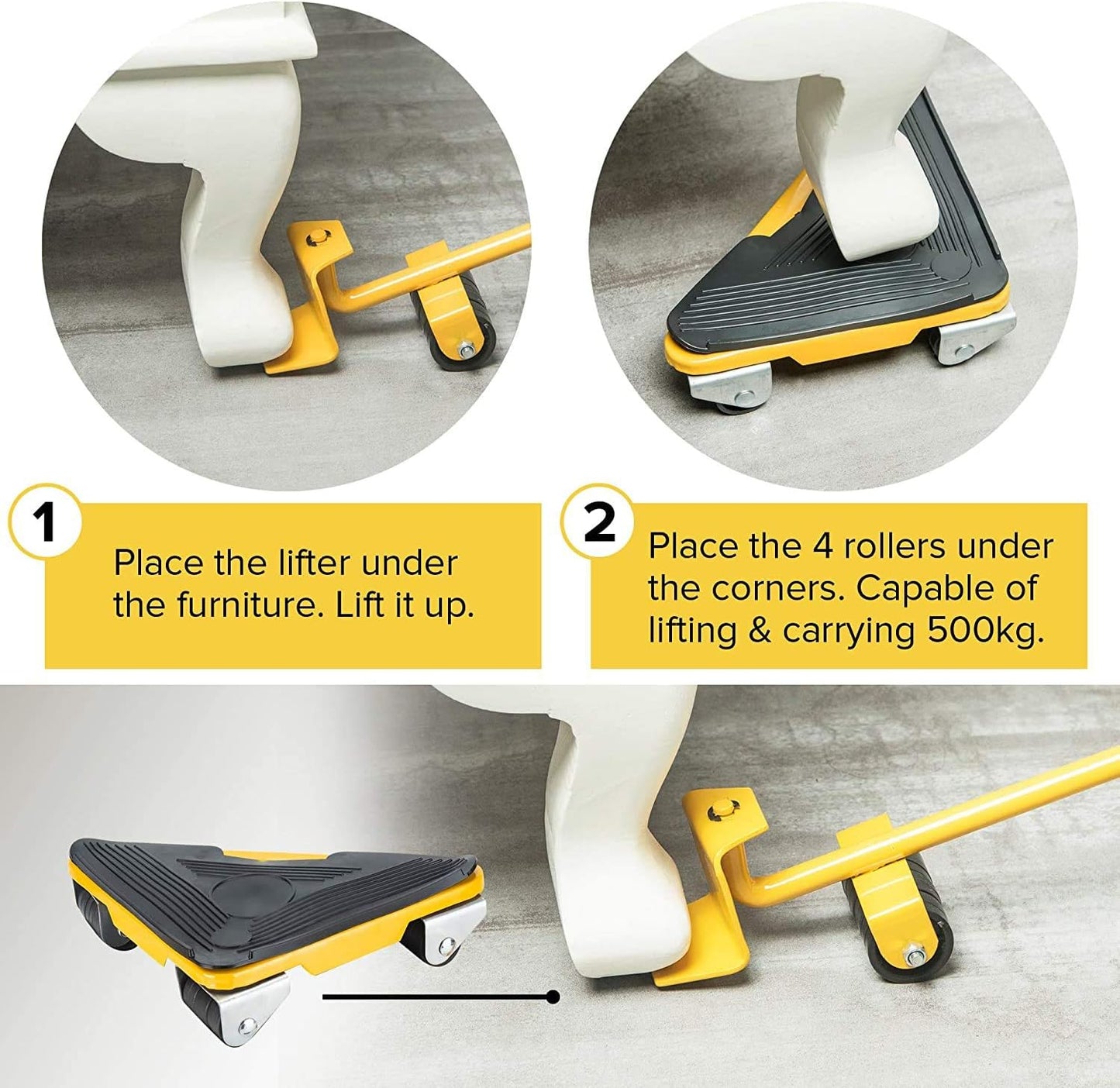 IE Furniture Moving Tool - Heavy Furniture Corner Sliders - Mover Tool Set for Office, Home, Shop, Garage Heavy Lifter - Appliance Moving System - Easy Moving Appliance Rollers Logistics Set - Yellow