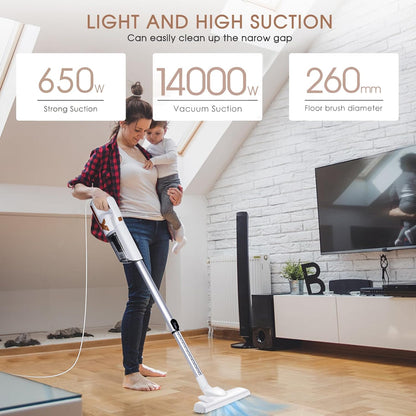 Xoopla Vacuum Cleaner, 5M Corded Stick Vacuum Cleaner, 650W 18KPa Suction with Multifunction Lightweight Handheld Stick Cleaner for Hard Floor/Carpet/Pet Hair (SV1300)