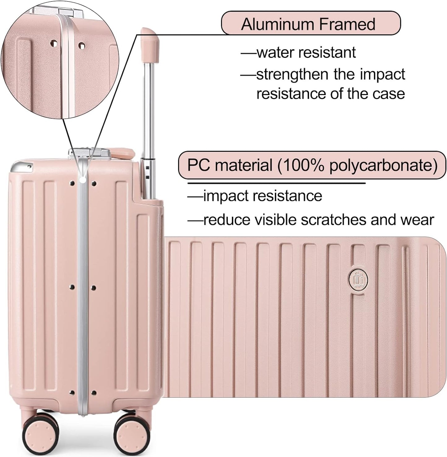 Somago Carry-On Luggage 18-Inch Hardside Spinner Lightweight Suitcase with TSA Lock, White, carry-on 18-inch, Hardside Luggage With Spinner Wheels