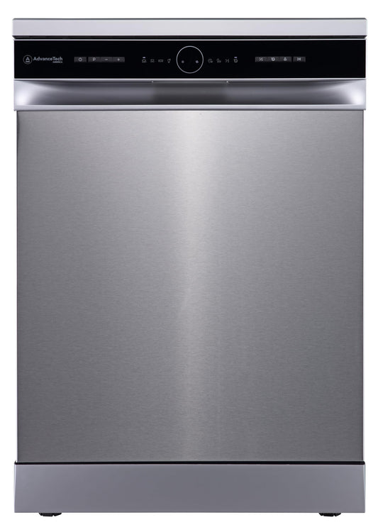 AdvanceTech America Free Standing Dishwasher 12 Place Settings, 6 Programs, 2 Rack Levels, Energy Efficiency A++, Quiet -Silver Stainless Steel - ATDW126MSS -1 Year Warranty